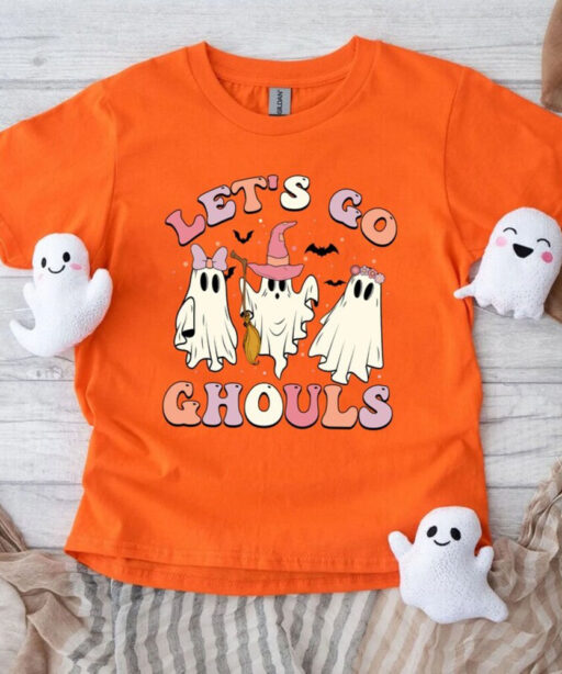 Let's Go Ghouls Halloween Shirt,Retro Halloween Tshirt,Kids Halloween Shirt, Girls Halloween Graphic Tee,Womens Womens Halloween Graphic Tee