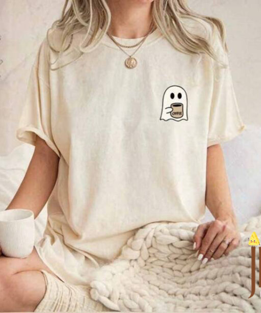 Little Ghost Ice Coffee Comfort Color Tee, Ghost Halloween Shirt, Little Ghost Ice Coffee Shirt, Funny Halloween Tee, Cute Ghost Shirt