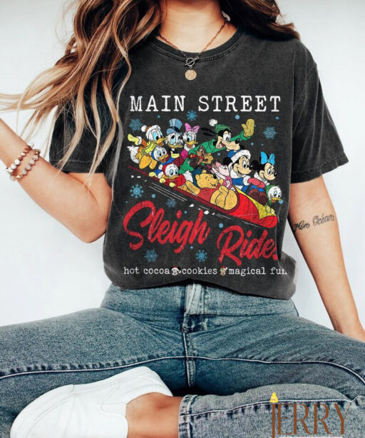 Main Street Magical Kingdom shirt, Mickey and friends, Christmas Party 2023, Magic Disney, Marry and bright, magical time, christmas tree