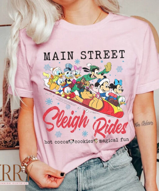 Main Street Magical Kingdom shirt, Mickey and friends, Christmas Party 2023, Magic Disney, Marry and bright, magical time, christmas tree