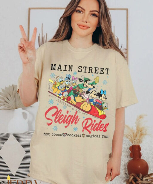 Main Street Magical Kingdom shirt, Mickey and friends, Christmas Party 2023, Magic Disney, Marry and bright, magical time, christmas tree