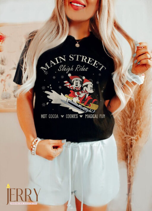 Main Street Sleigh Rides xmas shirt, Main street mickey minnie, Mickey Minnie Sleigh Ride, disney main street, Mickey Minnie, xmas family