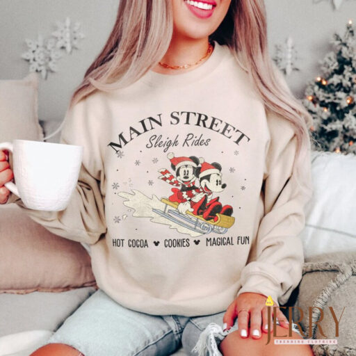 Main Street Sleigh Rides xmas shirt, Main street mickey minnie, Mickey Minnie Sleigh Ride, disney main street, Mickey Minnie, xmas family