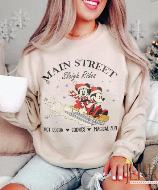 Main Street Sleigh Rides xmas shirt, Main street mickey minnie, Mickey Minnie Sleigh Ride, disney main street, Mickey Minnie, xmas family