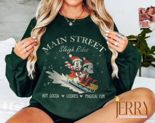 Main Street Sleigh Rides xmas shirt, Main street mickey minnie, Mickey Minnie Sleigh Ride, disney main street, Mickey Minnie, xmas family