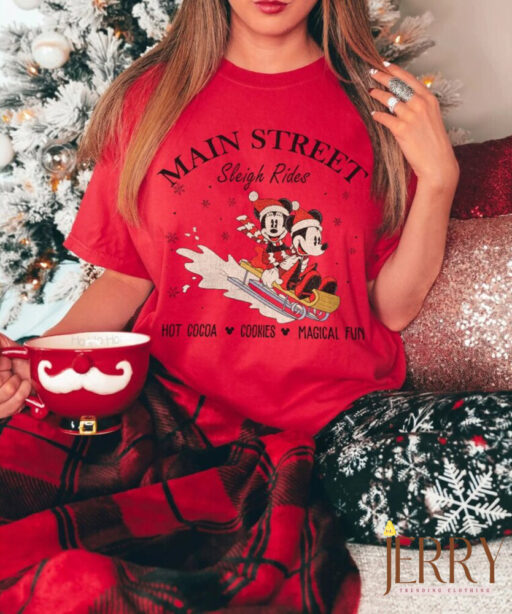 Main Street Sleigh Rides xmas shirt, Main street mickey minnie, Mickey Minnie Sleigh Ride, disney main street, Mickey Minnie, xmas family