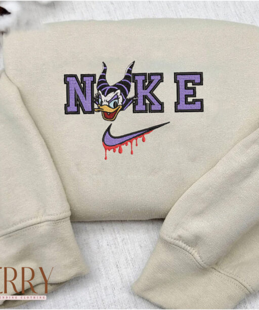 Maleficent Donal Duck Disney Halloween Nike Embroidered Sweatshirt