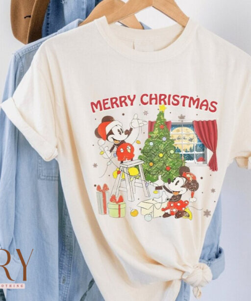 Merry Christmas Mouse And Friends shirt, Christmas Tree shirt, Xmas Friends, Disney mickey and friends, christmas disney, Retro Disney xmas