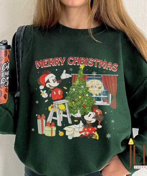 Merry Christmas Mouse And Friends shirt, Christmas Tree shirt, Xmas Friends, Disney mickey and friends, christmas disney, Retro Disney xmas