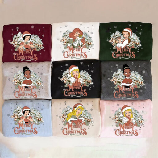 Merry Christmas Princess Shirt, Princess Christmas Shirt, Disney Cute Shirt, Disney Princesses Groups Shirt, Magic Kingdom Day, Disney Tees