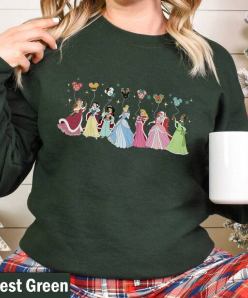 Merry Christmas Princess Shirt, Princess Christmas Shirt, Disney Cute Shirt, Disney Princesses Mouse Balloons, Magic Kingdom Day, Disney Tee