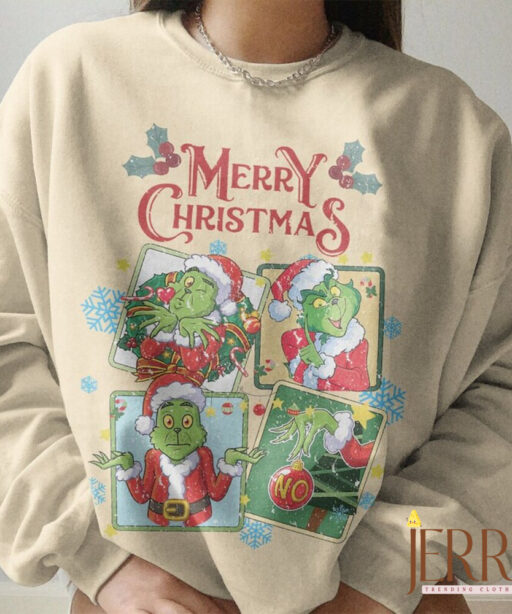 Merry christmas grinch shirt, funny grinch xmas, disney grinch, merry grinchmas, retro christmas, Grinch santa, grinch and friends xmas tee