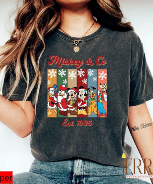 Mickey And Co Est 1928 Christmas Shirt, Retro Disney Christmas shirt, Mickey And Friend Christmas Shirt, Santa Mickey Shirt, Santa Shirt