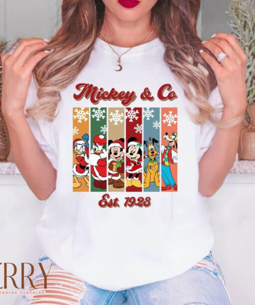 Mickey And Co Est 1928 Christmas Shirt, Retro Disney Christmas shirt, Mickey And Friend Christmas Shirt, Santa Mickey Shirt, Santa Shirt