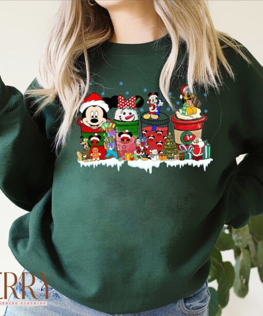 Mickey And Friends Latte Coffee Christmas Shirt, Mickey Ears Christmas Coffee, Mickey and Friends, Mickey Christmas Coffee, Christmas gifts