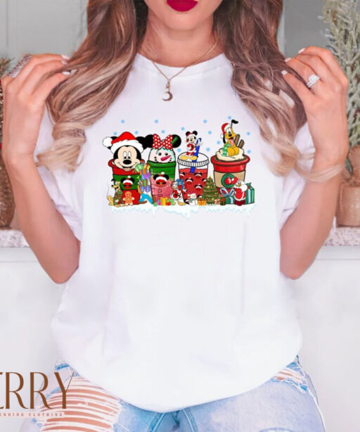 Mickey And Friends Latte Coffee Christmas Shirt, Mickey Ears Christmas Coffee, Mickey and Friends, Mickey Christmas Coffee, Christmas gifts