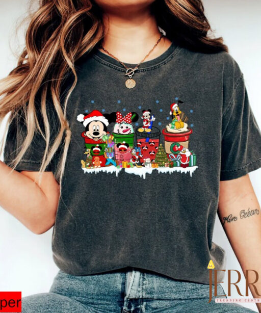 Mickey And Friends Latte Coffee Christmas Shirt, Mickey Ears Christmas Coffee, Mickey and Friends, Mickey Christmas Coffee, Christmas gifts