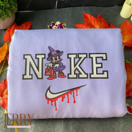 Mickey And Minnie Mouse Halloween Nike Embroidered Sweatshirts