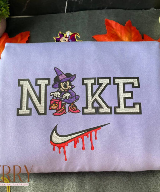 Mickey And Minnie Mouse Halloween Nike Embroidered Sweatshirts