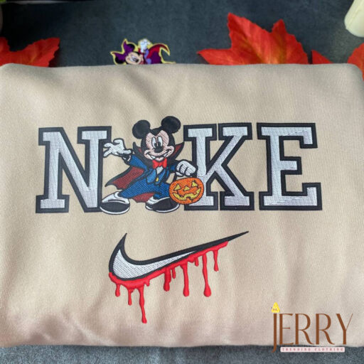 Mickey And Minnie Mouse Halloween Nike Embroidered Sweatshirts