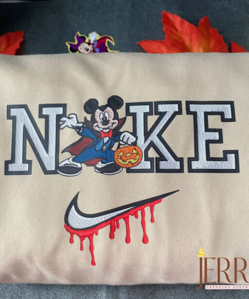 Mickey And Minnie Mouse Halloween Nike Embroidered Sweatshirts