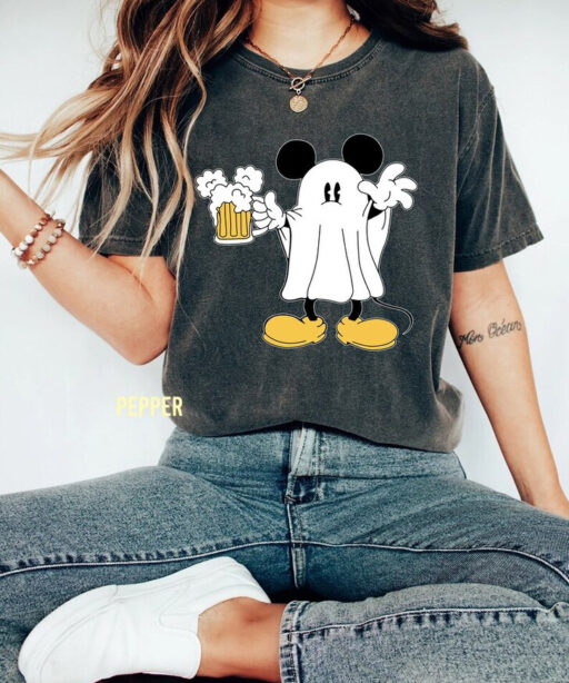 Mickey Ghost Halloween Drink Party Comfort Color Shirt,Mickey Spooky Season Sweater, Mickey's Not So Scary Halloween Party,Halloween Pumpkin