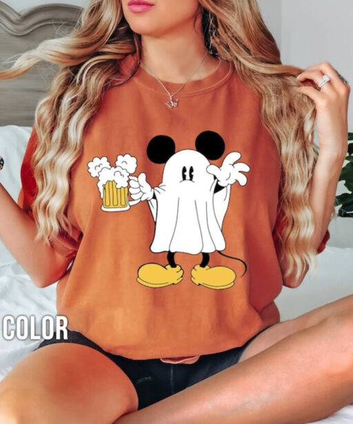 Mickey Ghost Halloween Drink Party Comfort Color Shirt,Mickey Spooky Season Sweater, Mickey's Not So Scary Halloween Party,Halloween Pumpkin