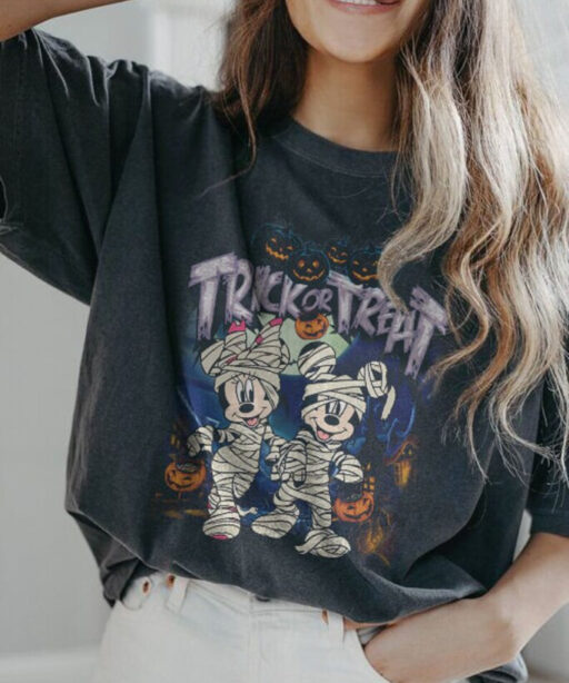 Mickey Minnie Halloween Shirt, Trick or Treat Disney Halloween shirt, Nightmare On The Main Streat, retro fall pumpkin