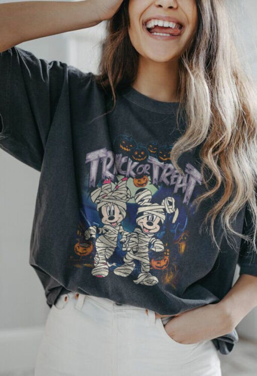 Mickey Minnie Halloween Shirt, Trick or Treat Disney Halloween shirt, Nightmare On The Main Streat, retro fall pumpkin