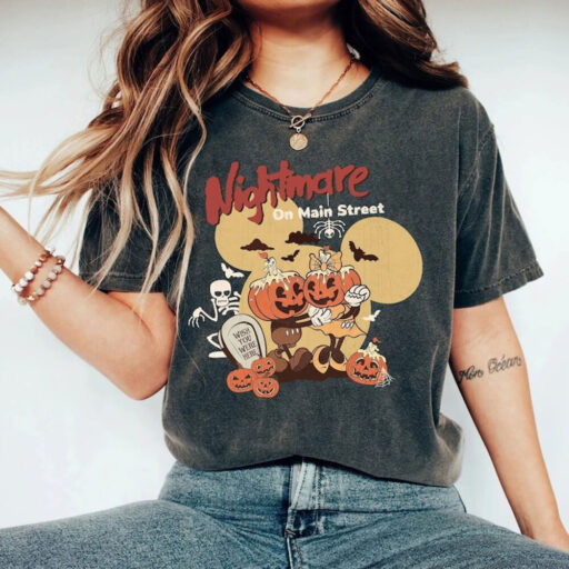 Mickey Minnie Halloween Shirt, Vintage Disney Halloween Pumpkin Comfort Colors, Nightmare On The Main Street Shirt, Halloween Pumpkin Shirt