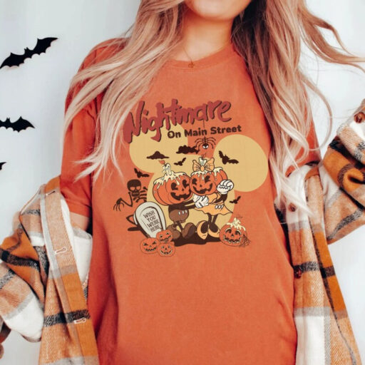 Mickey Minnie Halloween Shirt, Vintage Disney Halloween Pumpkin Comfort Colors, Nightmare On The Main Street Shirt, Halloween Pumpkin Shirt