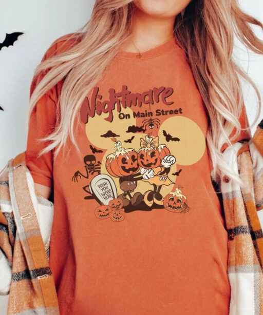 Mickey Minnie Halloween Shirt, Vintage Disney Halloween Pumpkin Comfort Colors, Nightmare On The Main Street Shirt, Halloween Pumpkin Shirt