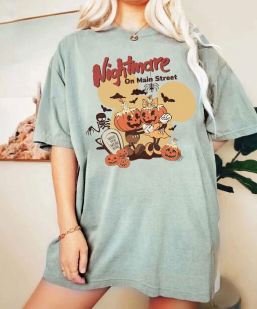 Mickey Minnie Halloween Shirt, Vintage Disney Halloween Pumpkin Comfort Colors, Nightmare On The Main Street Shirt, Halloween Pumpkin Shirt