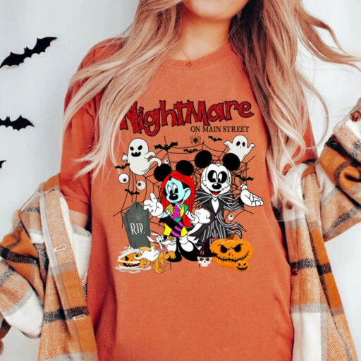 Mickey Minnie Halloween Shirt, Vintage Disney Halloween T-shirt, Nightmare On The Main Street Shirt, Halloween Pumpkin Shirt, Trick Or Treat