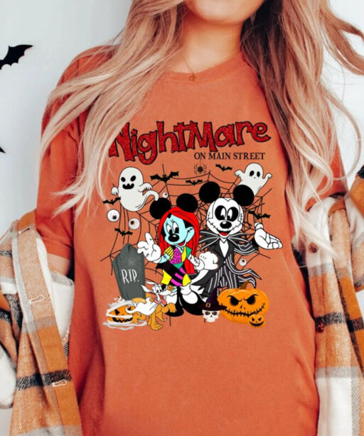 Mickey Minnie Halloween Shirt, Vintage Disney Halloween T-shirt, Nightmare On The Main Street Shirt, Halloween Pumpkin Shirt, Trick Or Treat