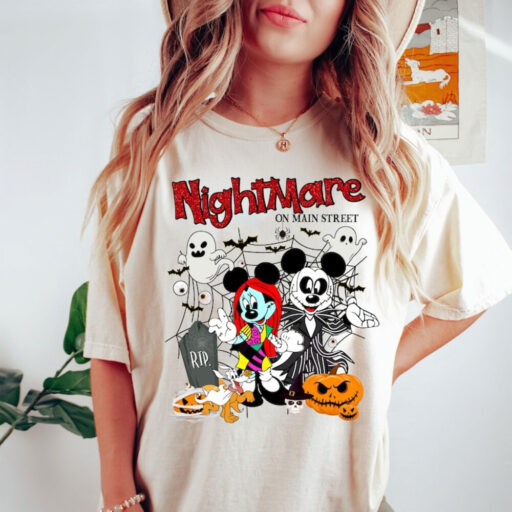Mickey Minnie Halloween Shirt, Vintage Disney Halloween T-shirt, Nightmare On The Main Street Shirt, Halloween Pumpkin Shirt, Trick Or Treat