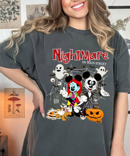 Mickey Minnie Halloween Shirt, Vintage Disney Halloween T-shirt, Nightmare On The Main Street Shirt, Halloween Pumpkin Shirt, Trick Or Treat