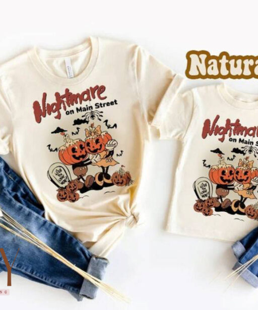 Mickey Minnie Nightmare on Mainstreet Shirt, Disney Halloween Shirt, Halloween Pumpkin Shirt, Comfort Colors Shirt, Vintage Trick or Treat