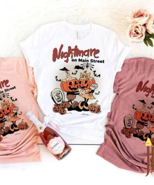 Mickey Minnie Nightmare on Mainstreet Shirt, Disney Halloween Shirt, Halloween Pumpkin Shirt, Comfort Colors Shirt, Vintage Trick or Treat