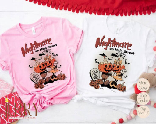 Mickey Minnie Nightmare on Mainstreet Shirt, Disney Halloween Shirt, Halloween Pumpkin Shirt, Comfort Colors Shirt, Vintage Trick or Treat