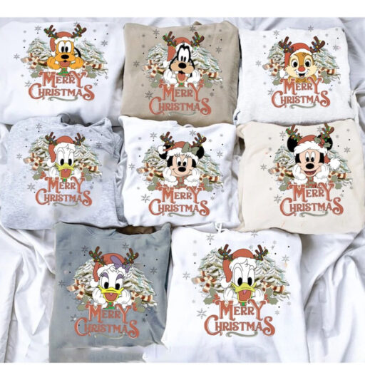 Mickey Mouse Merry Christmas Sweatshirt, Mickey and Friends, Chip and Dale, Family Matching Shirts, Minnie Mickey, Disney Christmas Gifts