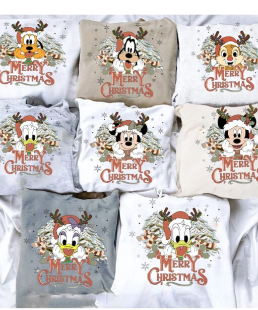 Mickey Mouse Merry Christmas Sweatshirt, Mickey and Friends, Chip and Dale, Family Matching Shirts, Minnie Mickey, Disney Christmas Gifts