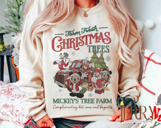 Mickey Tree Farm shirt, Disney Farm Fresh Sweatshirt, Mickey And Friends Christmas, Mickey and Friends Main Street Christmas Tree Farm shirt