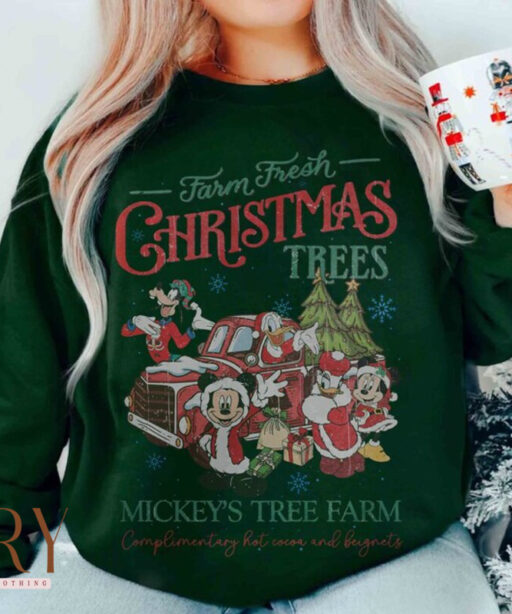 Mickey Tree Farm shirt, Disney Farm Fresh Sweatshirt, Mickey And Friends Christmas, Mickey and Friends Main Street Christmas Tree Farm shirt