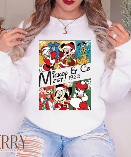 Mickey and Co Christmas T-shirt, Mickey and Friends Christmas Comfort Color Shirt, Disney Family Christmas, Disneyland Christmas Tee