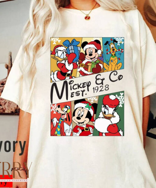 Mickey and Co Christmas T-shirt, Mickey and Friends Christmas Comfort Color Shirt, Disney Family Christmas, Disneyland Christmas Tee