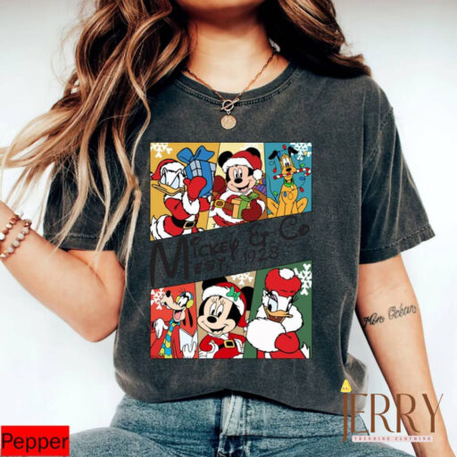 Mickey and Co Christmas T-shirt, Mickey and Friends Christmas Comfort Color Shirt, Disney Family Christmas, Disneyland Christmas Tee