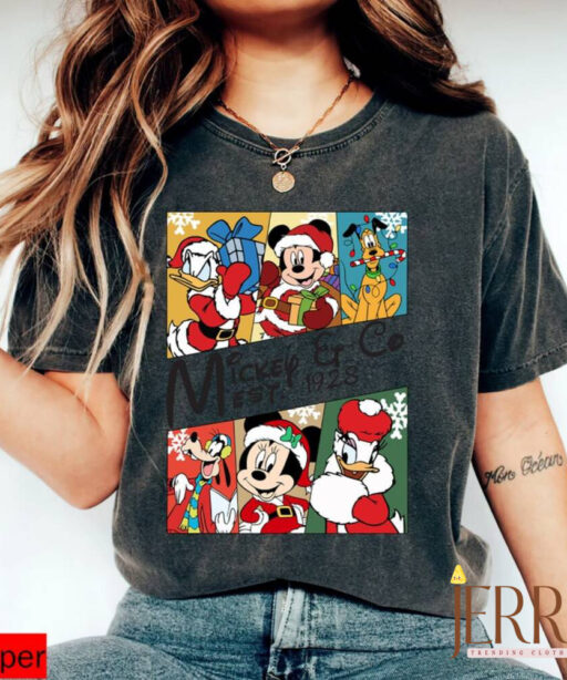 Mickey and Co Christmas T-shirt, Mickey and Friends Christmas Comfort Color Shirt, Disney Family Christmas, Disneyland Christmas Tee