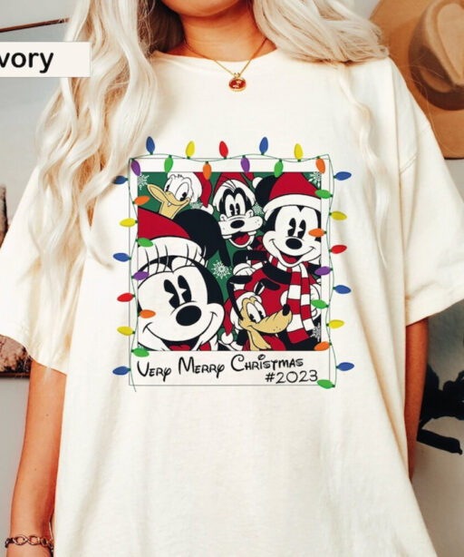 Mickey and Friends Polaroid Shirt, Very Merry Christmas 2023 Shirt, Mickey Christmas,Minnie Christmas,Christmas Disney Family,Christmas Gift