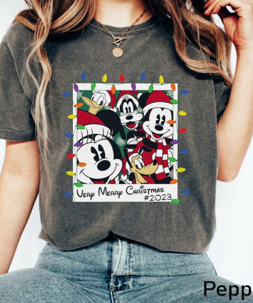 Mickey and Friends Polaroid Shirt, Very Merry Christmas 2023 Shirt, Mickey Christmas,Minnie Christmas,Christmas Disney Family,Christmas Gift